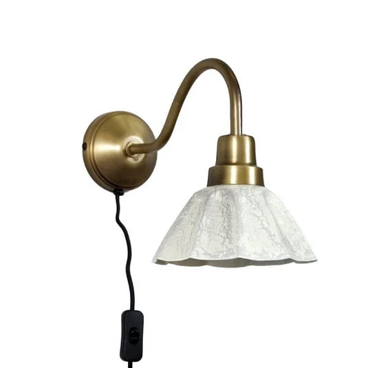 PR Home Aplique de pared Ester, blanco natural, saliente 34 cm, metal