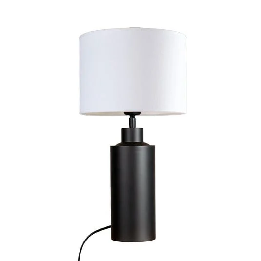 PR Home Lámpara de mesa Solo, negro/blanco, altura 55 cm, tela