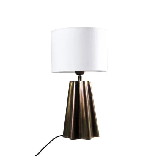 PR Home Lámpara de mesa Aira, altura 50 cm, color latón/blanco