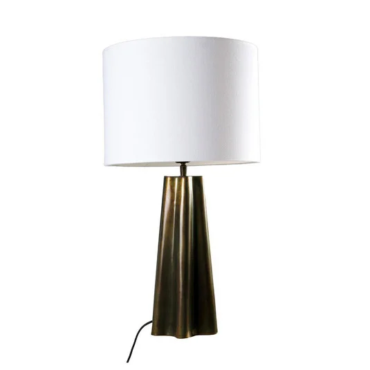 PR Home Lámpara de mesa Aira, altura 65 cm, color latón/blanco