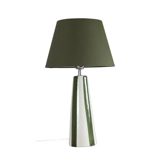 PR Home Lámpara de mesa Leya, verde/blanco, altura 54 cm, metal/tejido