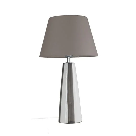 PR Home Lámpara de mesa Leya, marrón/blanco, altura 54 cm, metal/tejido