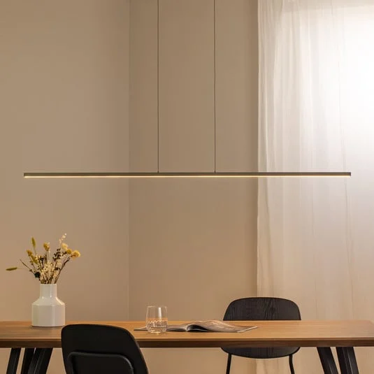 Lámpara colgante LED BAR, verde oliva, longitud 150 cm, metal, 32 W