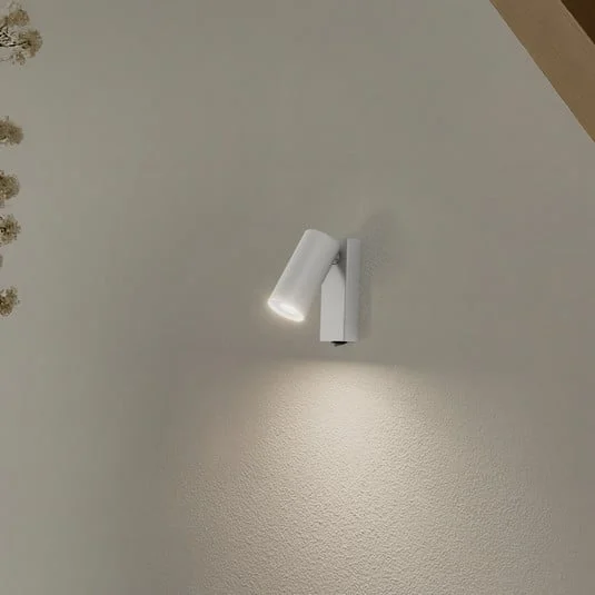 Foco de pared FOURTY, gris claro, altura 17 cm, metal, GU10