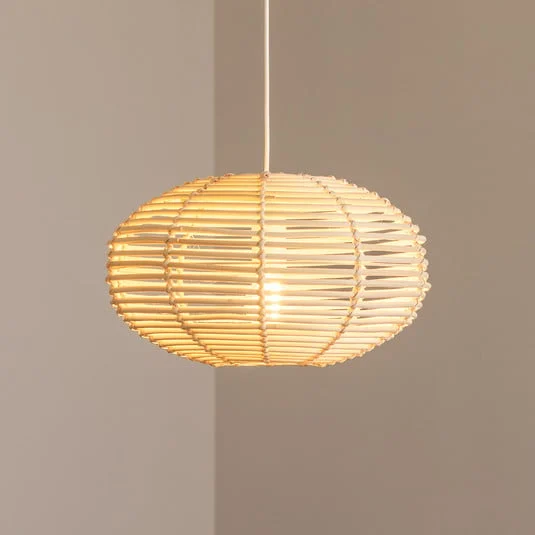 Lámpara colgante RATTAN, Ø 40 cm, marrón natural, ratán, E27
