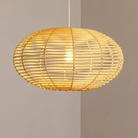 Lámpara colgante RATTAN, Ø 60 cm, marrón natural, ratán, E27