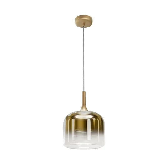Maytoni Lámpara colgante LED Spirito, dorada, cristal/metal, Ø 26 cm