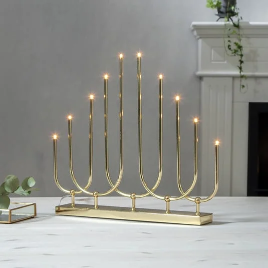 Candelabro Novum, 10 luces, color latón, metal, E5