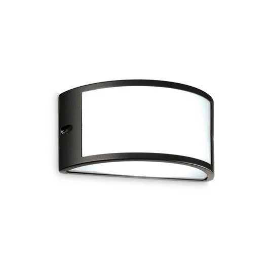 Aplique de exterior Ideal Lux Rex 1, negro, aluminio, IP44, E27