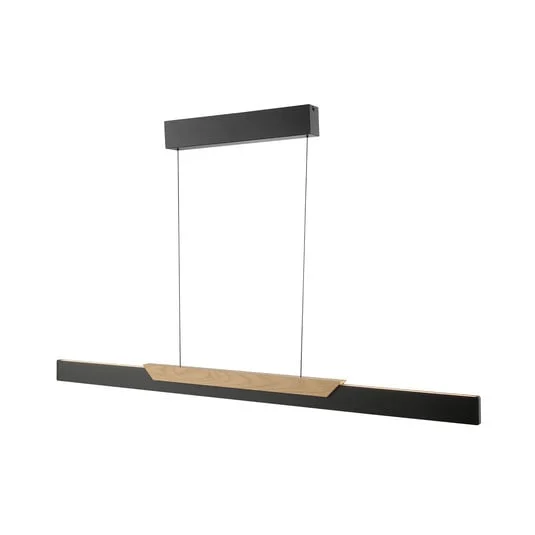Lámpara colgante LED Arcus, negro/marrón Longitud 121 cm Metal/madera