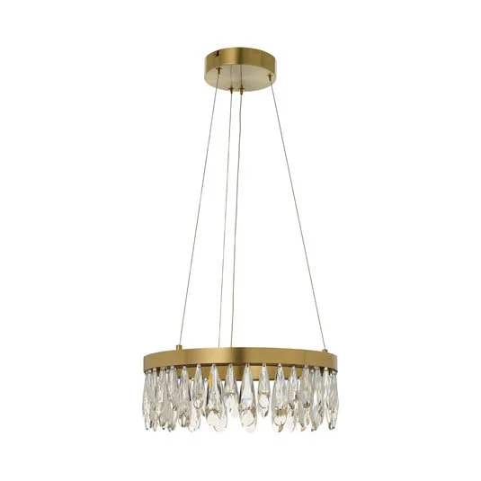 Lámpara colgante LED Celestia, Ø 40 cm, color latón, cristal
