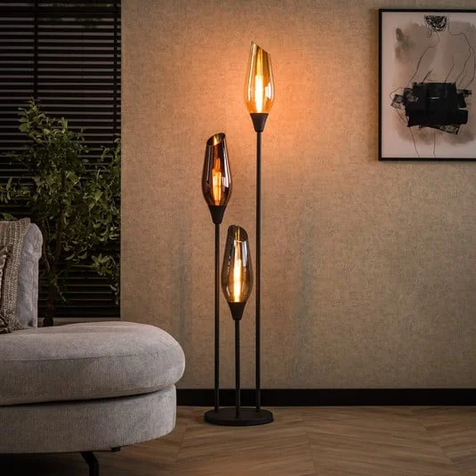 Lámpara de pie Mixture, 168 cm, multicolor, 3 luces, vidrio/metal