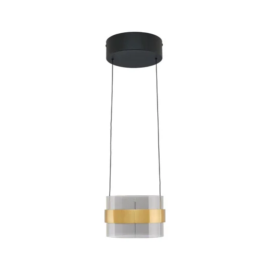 Lámpara colgante LED Inside, color latón/gris humo, Ø 22 cm