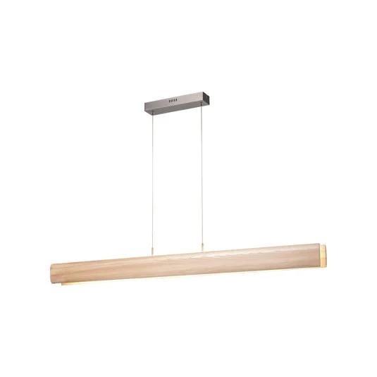 Lámpara colgante LED Monterra, longitud 100 cm, marrón claro, madera