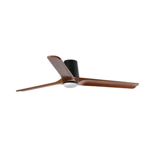 Ventilador LED Heywood L, Ø 132 cm, negro/color madera, CC, CCT
