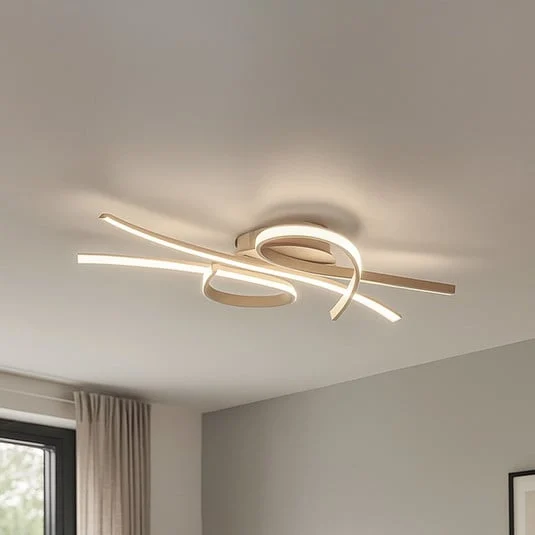 Lámpara LED de techo Biba, color arena, longitud 100 cm, metal, CCT
