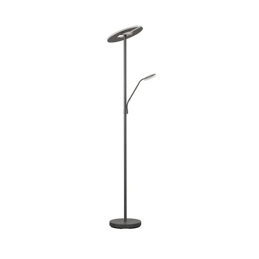 Lámpara de pie LED Dent, gris arena, 180 cm, metal, CCT, 2 luces.