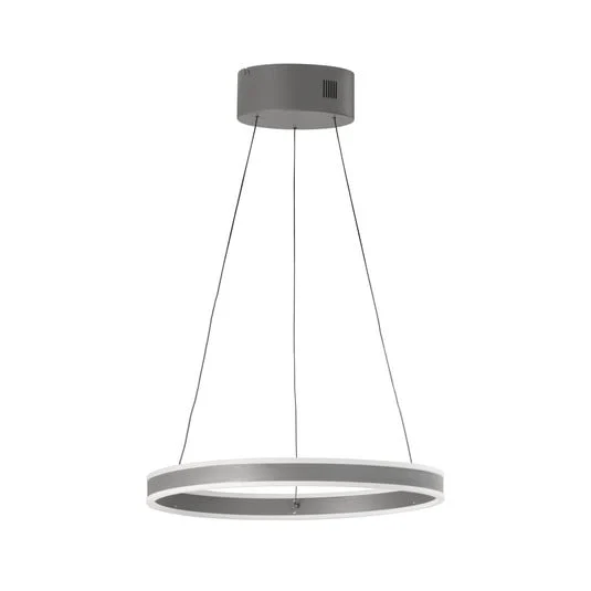 Lámpara colgante LED Silvio, Ø 50 cm, gris arena, metal, CCT,