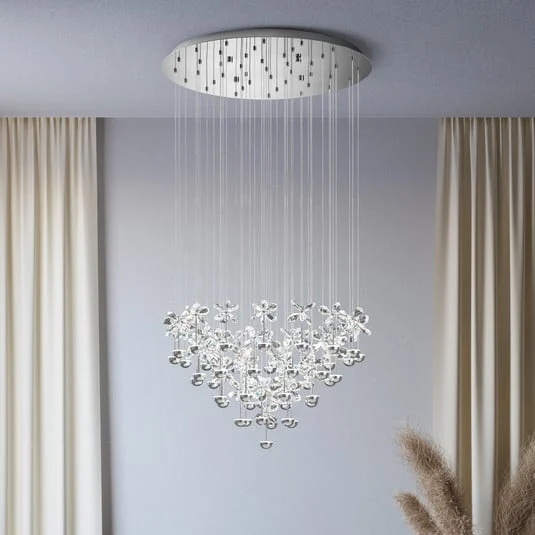 Lámpara colgante LED EGLO Stars of Light Pianopoli cromada 78 x 110 cm
