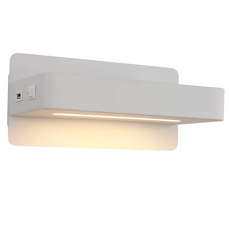 Aplique blanco moderno, Gregor, 10W, 3000K LED, con interruptor