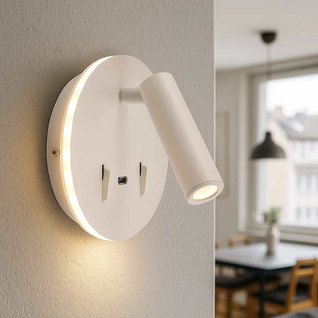 Aplique blanco moderno, Alec, 9W, 3000K LED, con interruptor