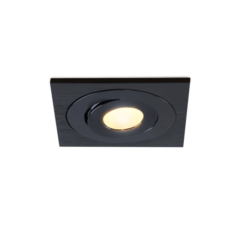 Rona foco empotrable cuadrado orientable para porche, IP44, regulable, negro