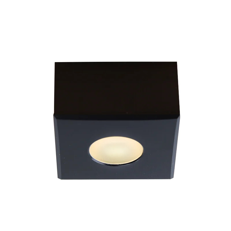 Aplique de techo cuadrado negro para porche Fredo, IP44, regulable