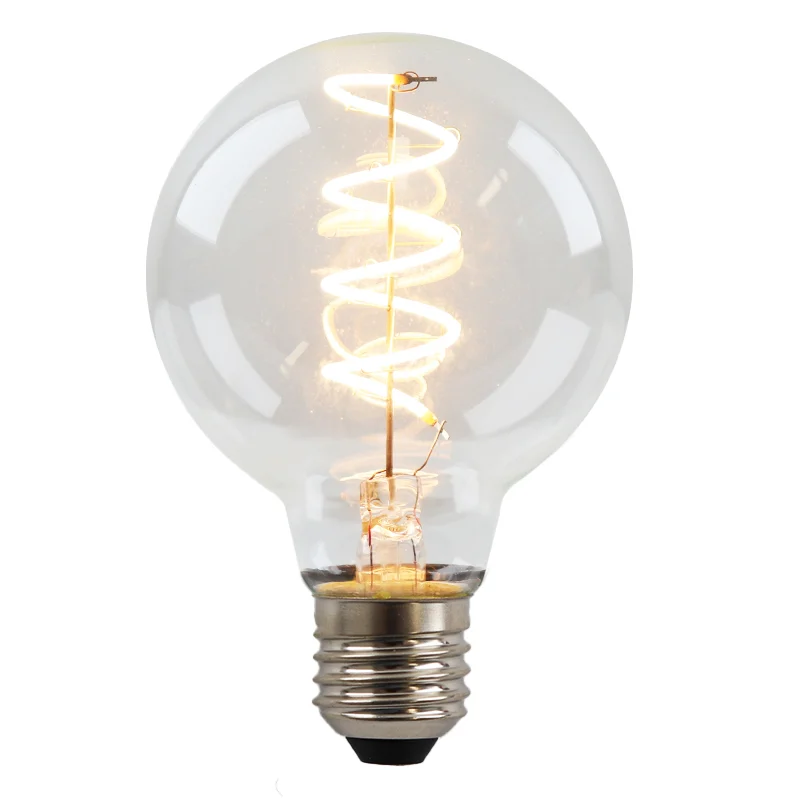 Olucia bombilla LED filamento E27 regulable Tuelo, G80, 4W, 2700K