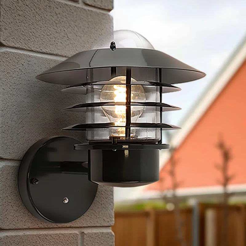 Aplique exterior con sensor crepuscular verde de acero inoxidable, Felice, IP44