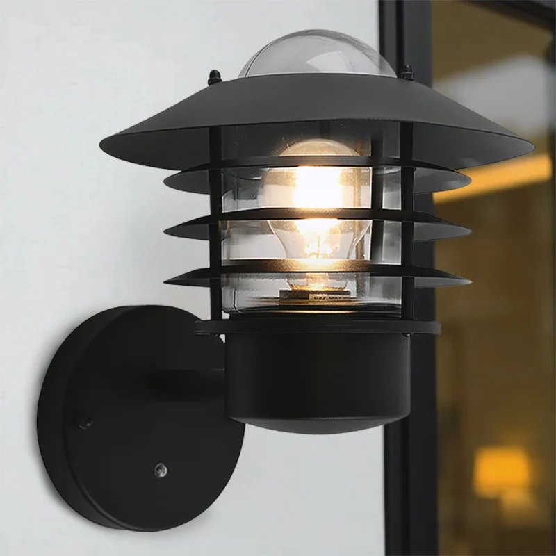 Aplique exterior con sensor crepuscular negro de acero inoxidable, Felice, IP44
