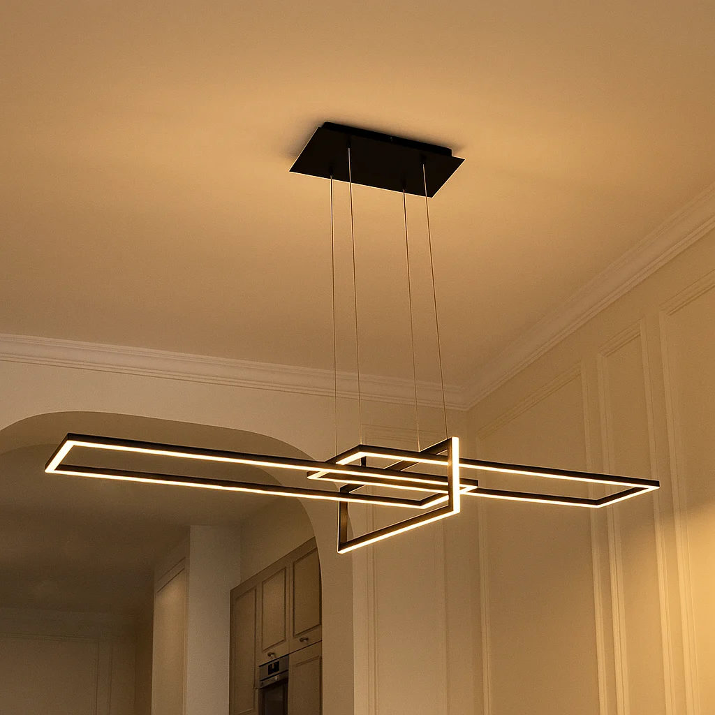 Lámpara colgante negra moderna, Alessandro, 34W, 3000K LED, regulable en 3 pasos