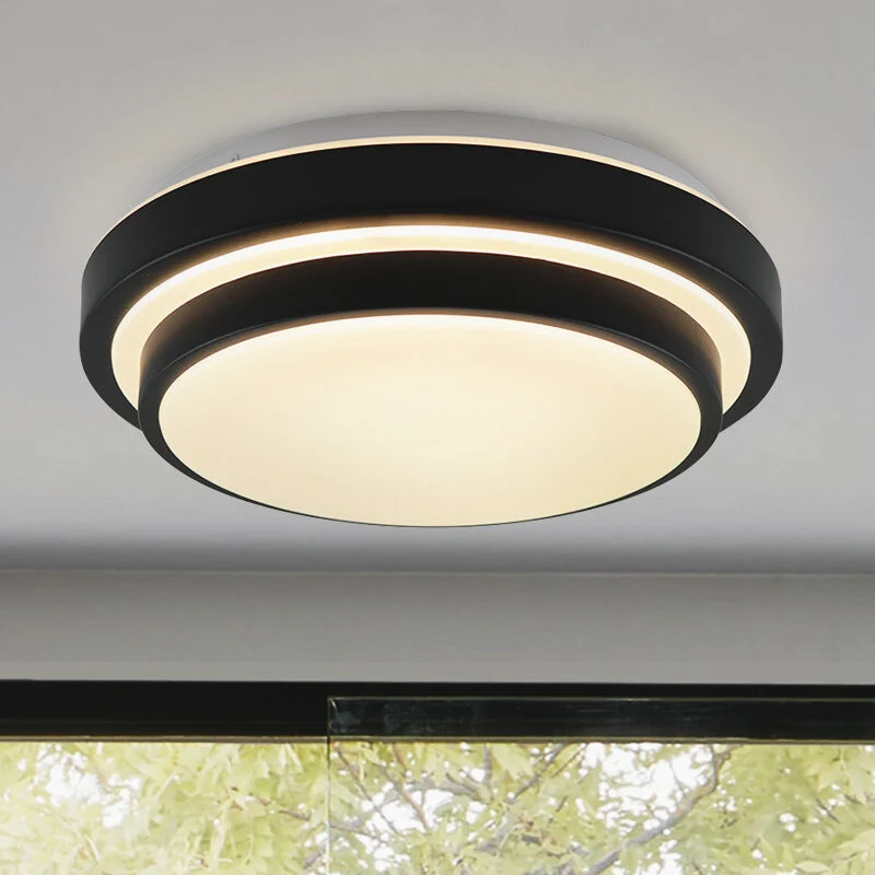 Lámpara de techo baño negra moderna, Jaro, 12W, 3000K LED, IP44