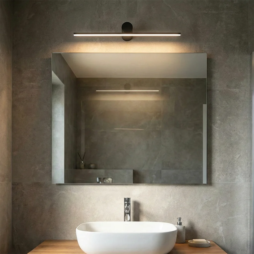 Espejo con luces negro moderno, Haiko, 8W, 3000K LED, IP44
