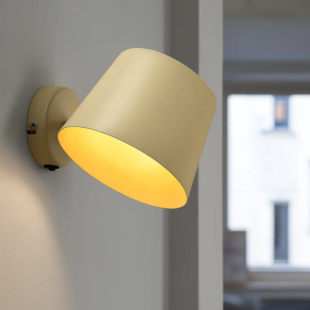 Foco de pared beige moderno, Rinke, con interruptor