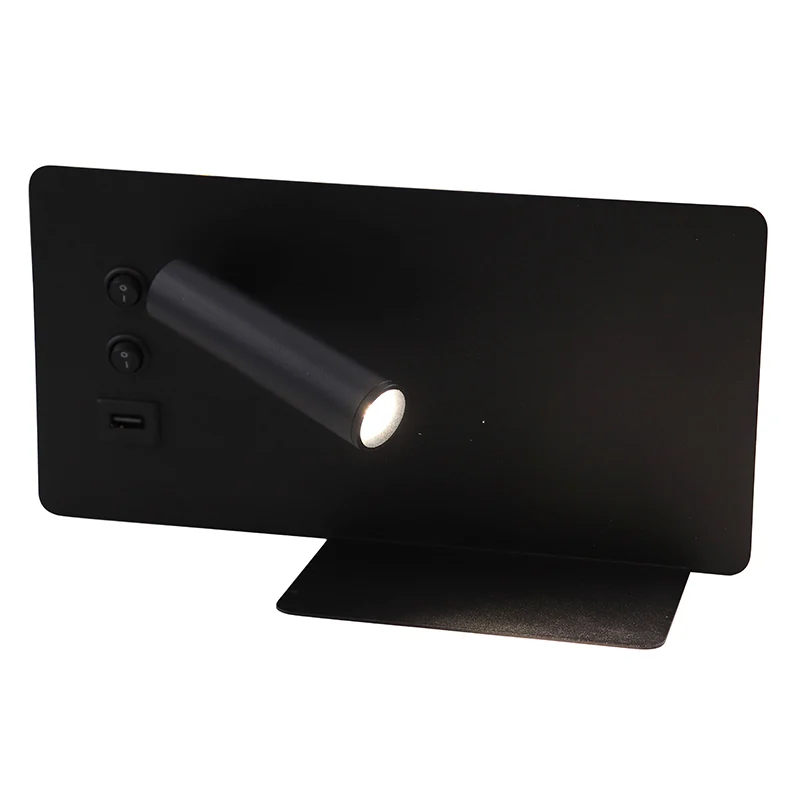 Aplique negro moderno, Stanley, 10W, 4000K LED, con interruptor