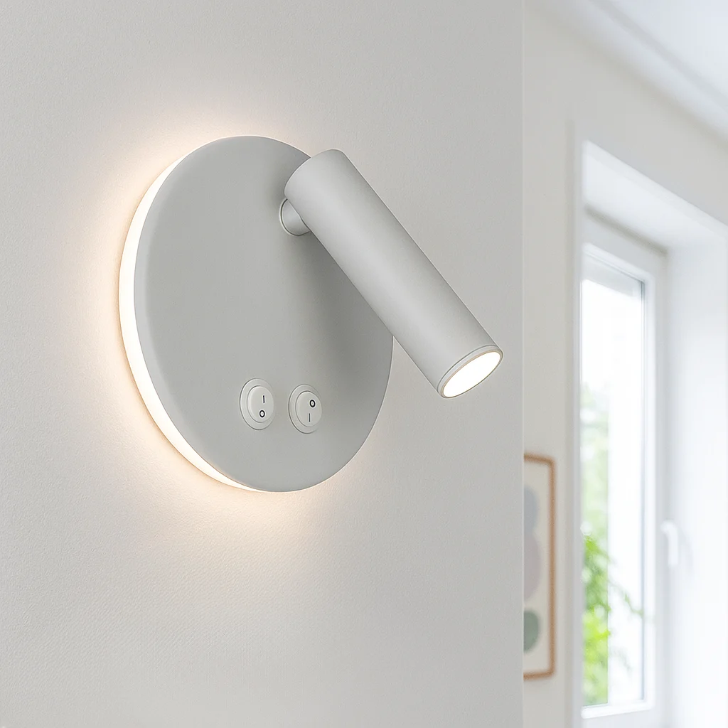 Aplique blanco moderno, Robbie, 10W, 4000K LED, con interruptor