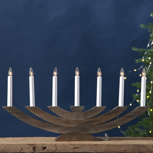 Lámpara para pollete Navida, madera 7 luces marrón