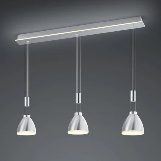 Lámpara colgante LED Leni, 3 luz, níquel mate