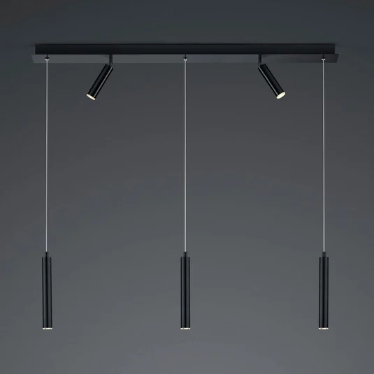 Lámpara colgante LED Tom, 5 luces, negro