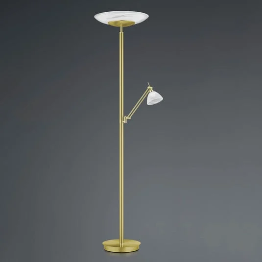 Lámpara de pie LED Findus, 2 luces, latón