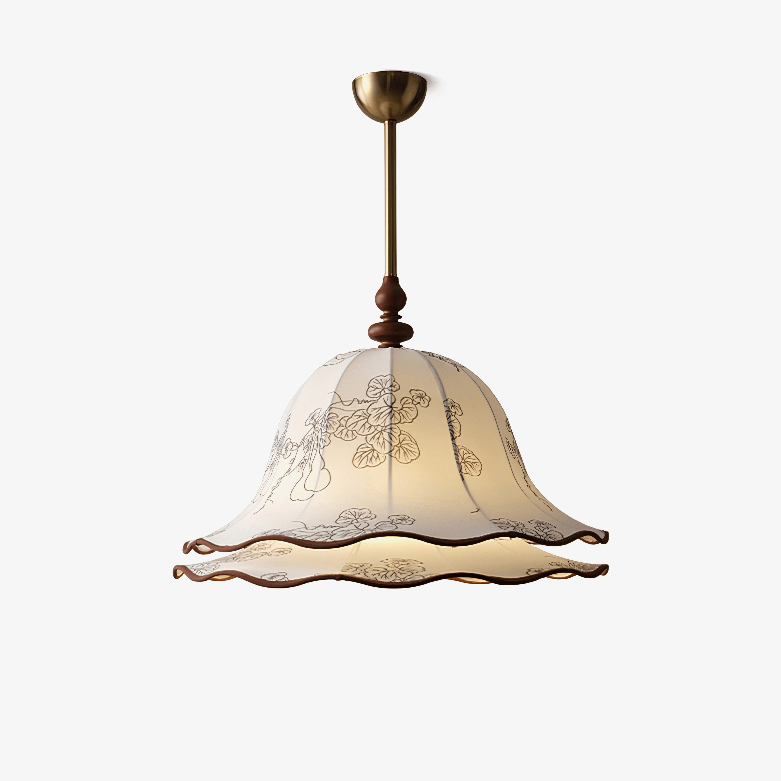 Ilsilis Lámpara Colgante Tela y Madera Floral Elegante