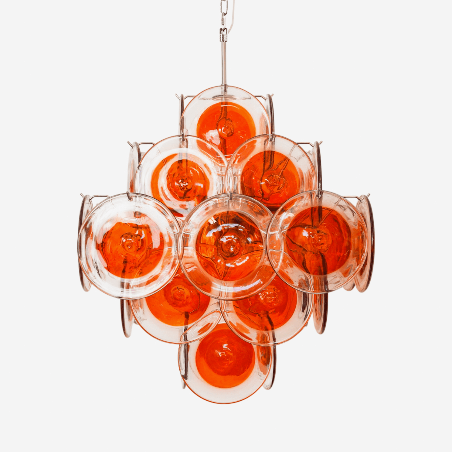 Aurora Araña De Luces Naranja Murano Cristal Disco En Capas