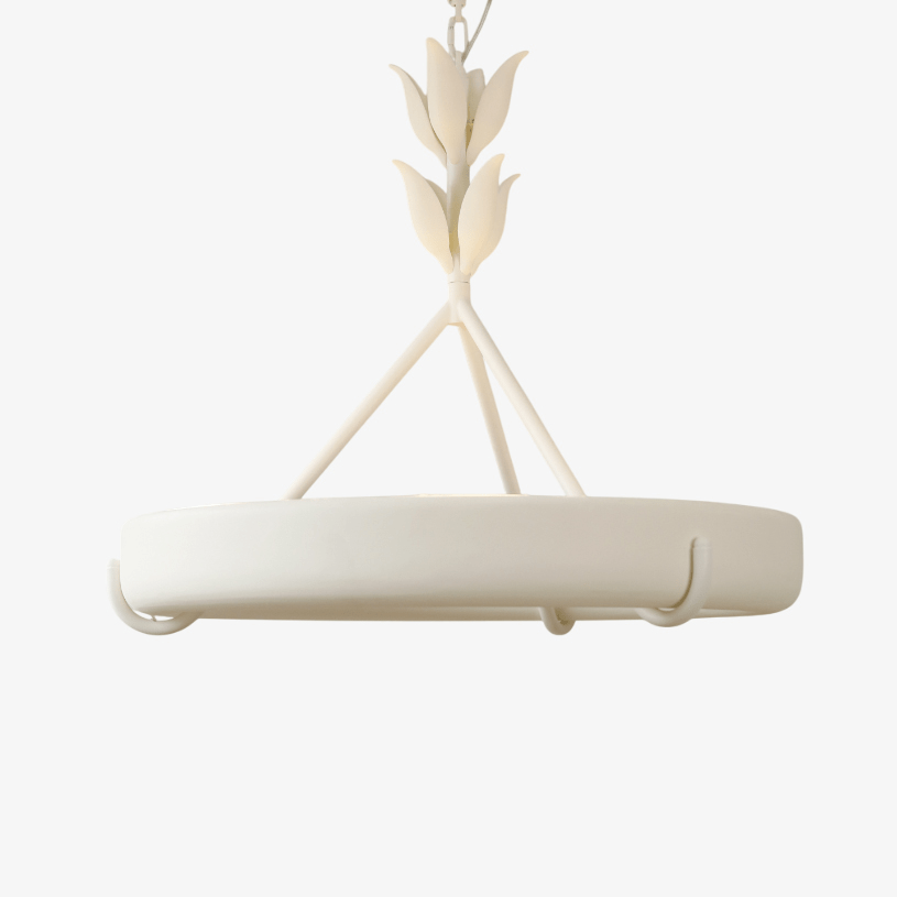 Lustra Lámpara de Araña Yeso Blanco Forma Floral Minimalista
