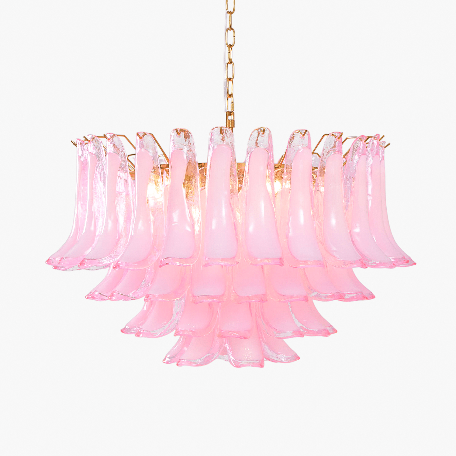 Aurora Araña De Luces Rosa Cristal Hoja En Capas Floral Glamour