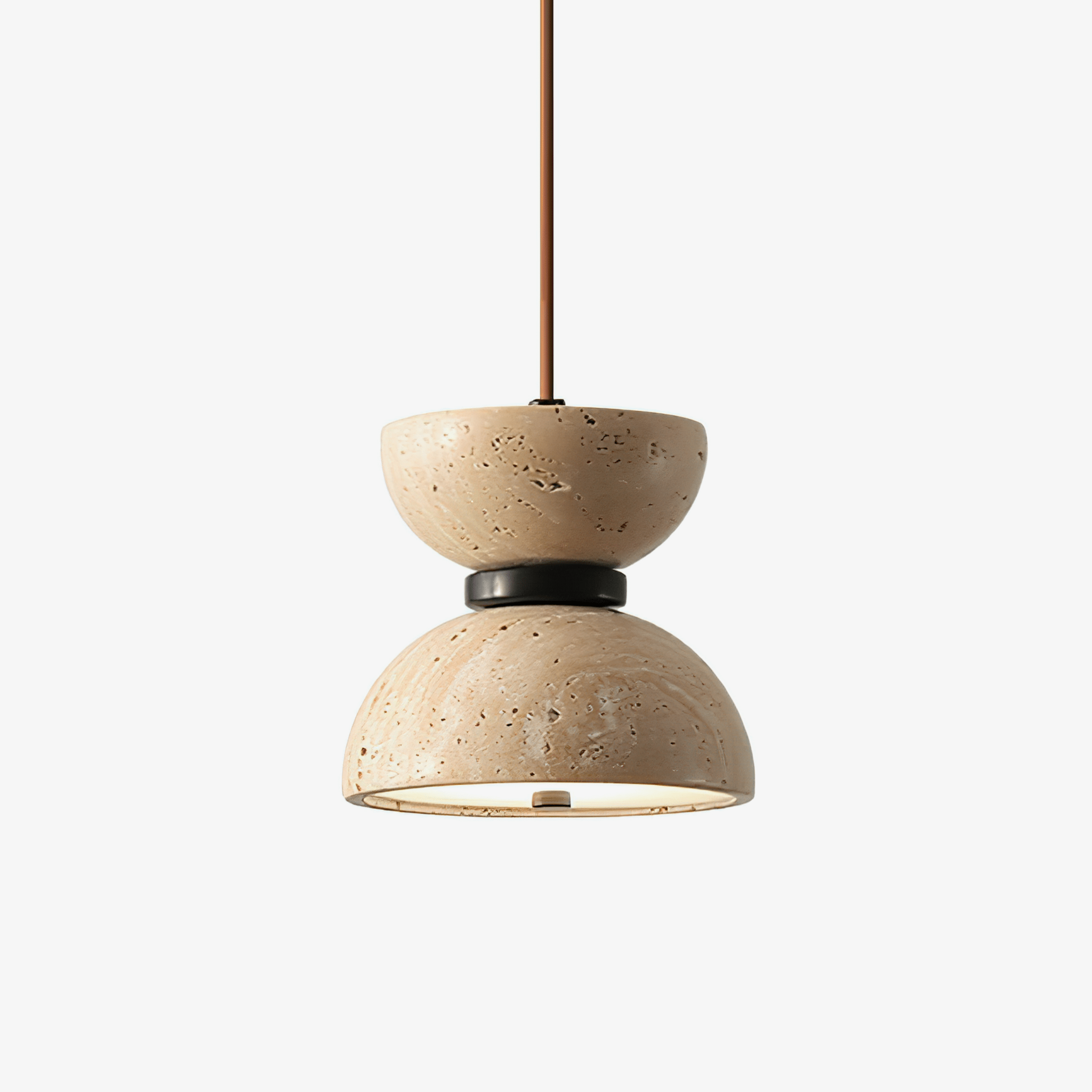 Tersus Travertine Hourglass Pendant Light Double-dome