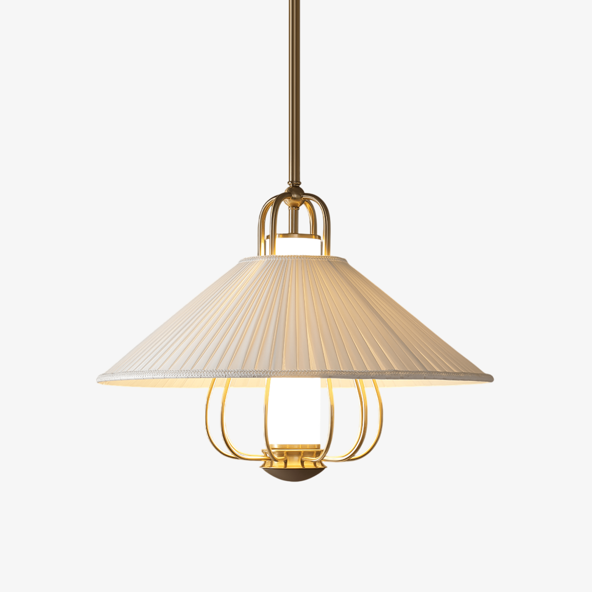 Lámpara colgante Lustra de tela dorada LED para comedor