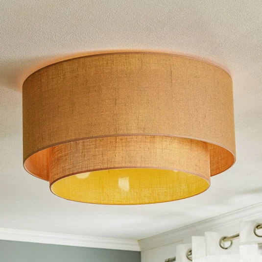Plafón Boho, marrón, Ø 60 cm, de tela