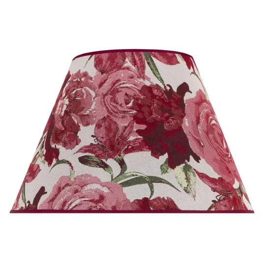 Pantalla de lámpara Sofia, altura 25 cm, estampado floral rojo