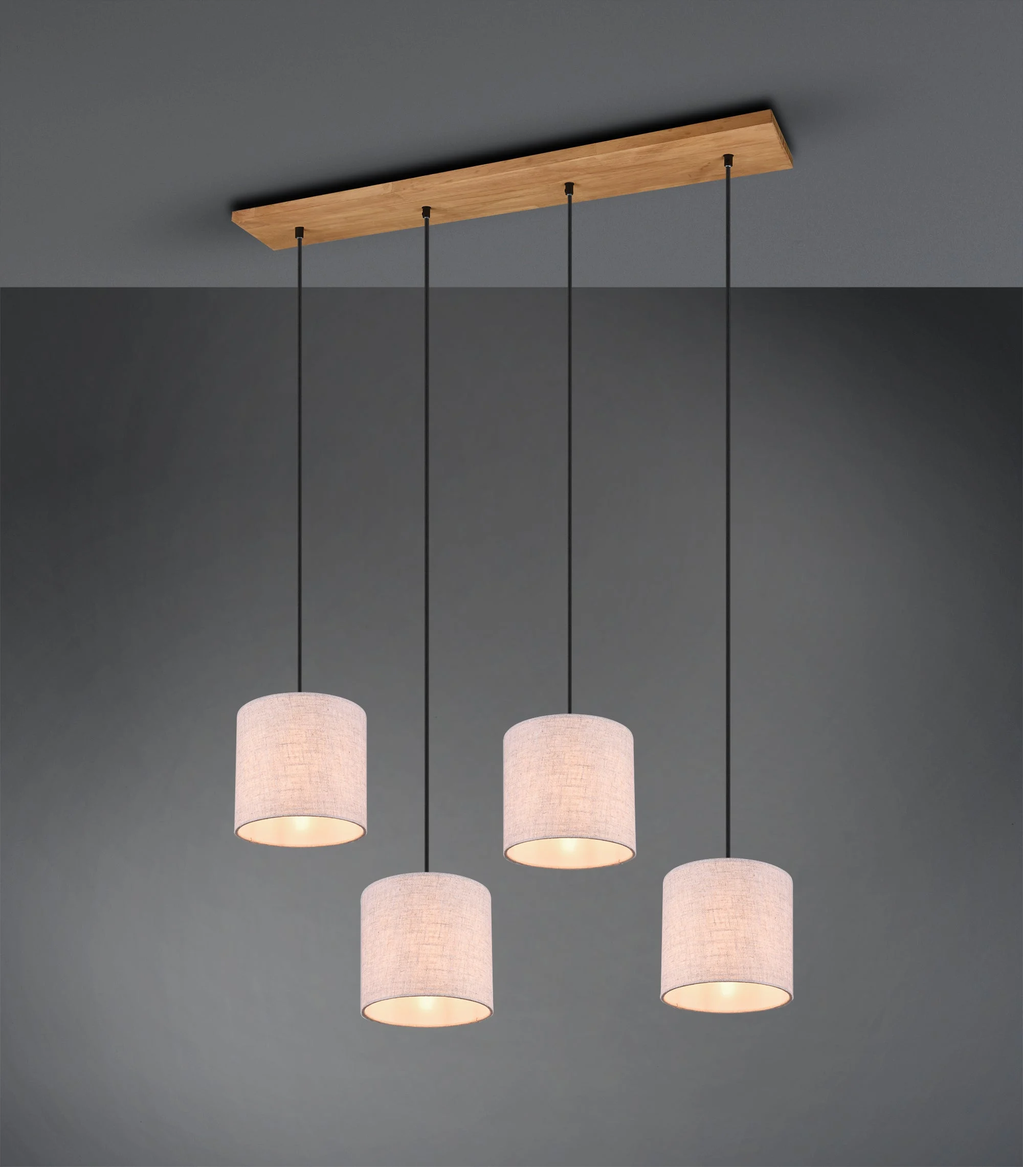 Lámpara de techo colgante Trio Elmau 4 luces níquel antiguo 150cm 302100430