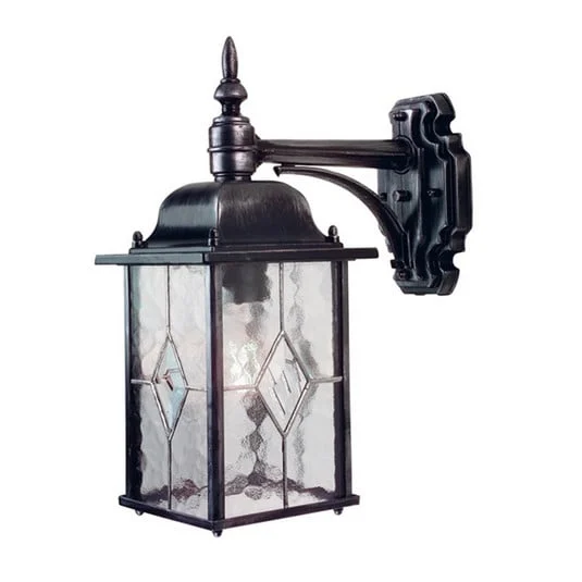 Aplique de exterior Wexford WX2, negro/transparente, cristal/metal